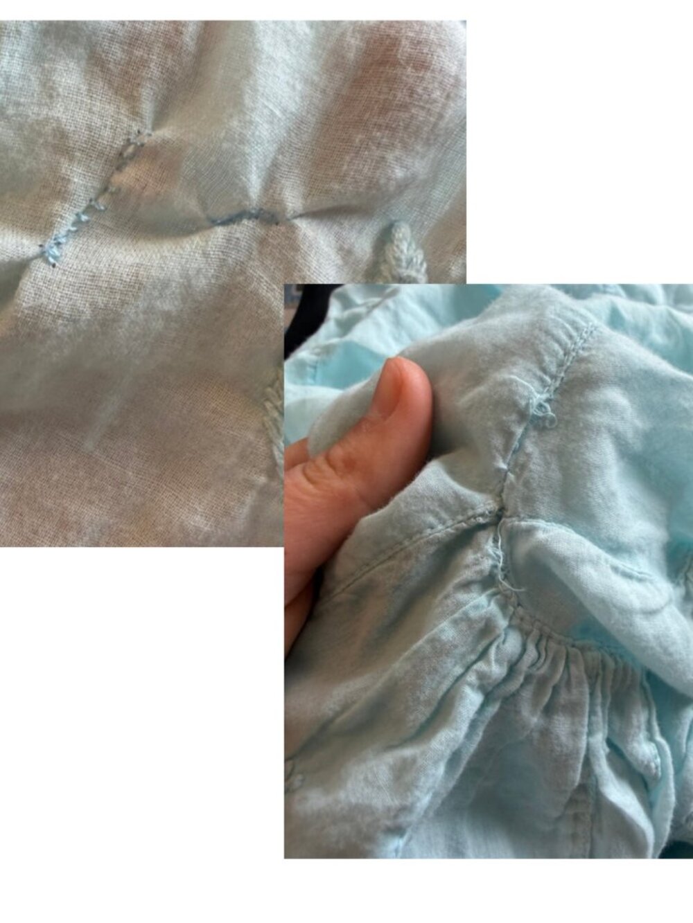 Women’s Light Blue Cotton Embroidered 3/4 Sleeve Kurta Mini Dress Size S/M - Picture 6 of 6